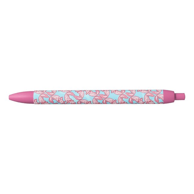 Stylo Noir Motif rose Chido d'Axolotl de Chibi (Devant)