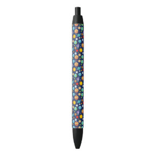 Stylo Noir Motif spatial, Planètes, Étoiles, Cosmos, Galaxie
