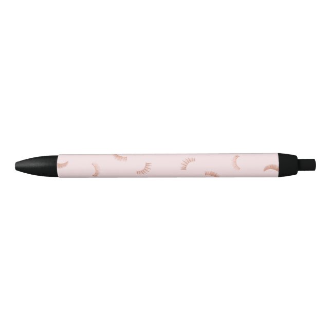 Stylo Noir Motif tendance rose et Rose Gold Lashes (Devant)