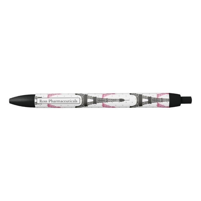 Stylo Noir Motif Tour Eiffel rose chic (Devant)