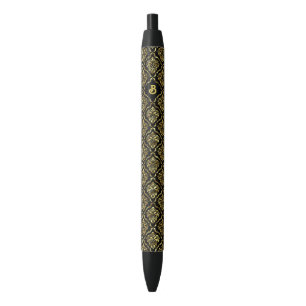 Stylo Noir Motif vintage or et noir