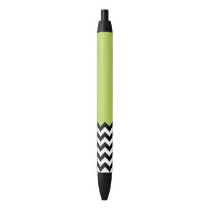 Stylo Noir Motif Zigzag noir et blanc, Chevron, Vert