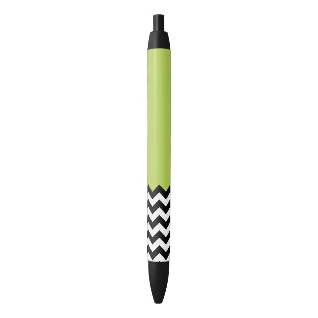 Stylo Noir Motif Zigzag noir et blanc, Chevron, Vert (devant Vertical)
