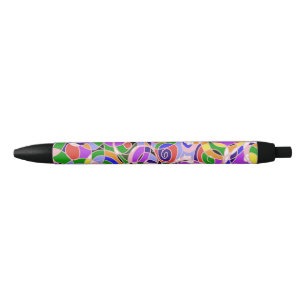 Stylo Noir Motifs abstraits de couleur pastel