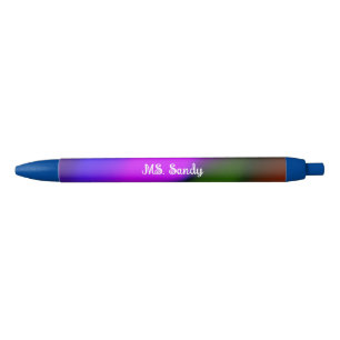 Stylo Noir Neon of Blue, Purple, Green & Orange Ajouter Nom