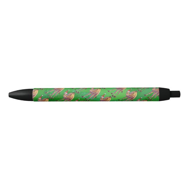 Stylo Noir Noël au chameau sur le gazon (Devant)