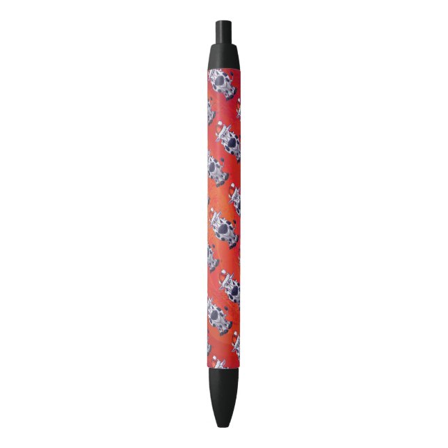Stylo Noir Noël de la vache sur Red Feild (devant Vertical)