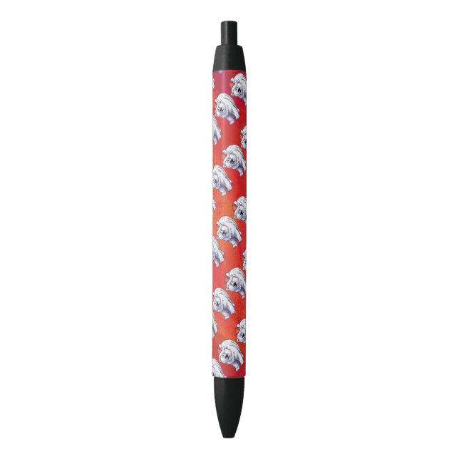 Stylo Noir Noël de l'ours polaire sur le rouge (devant Vertical)