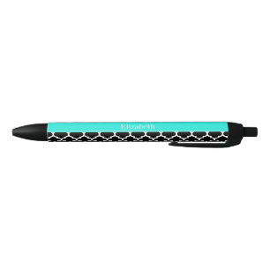 Stylo Noir Noir Blanc Marocain #5 Brt Nom Aqua Monogramme