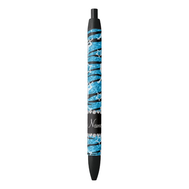Stylo Noir Nom ciel bleu gymnastique parties scintillant zèbr (devant Vertical)