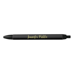 Stylo Noir Nom de la calligraphie Modèle Élégante Noir Et Or