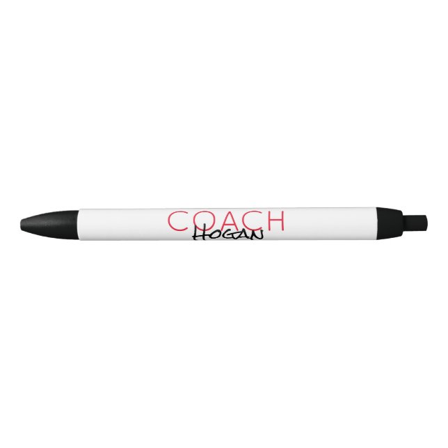 Stylo Noir NOM DE L'ENTRAÎNEUR texte personnalisé rouge noir  (Devant)