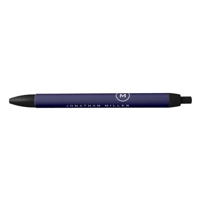 Stylo Noir Nom de monogramme professionnel minimal (Devant)