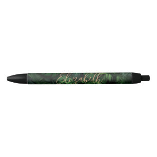 Stylo Noir Nom de style tropical Monstera Gold