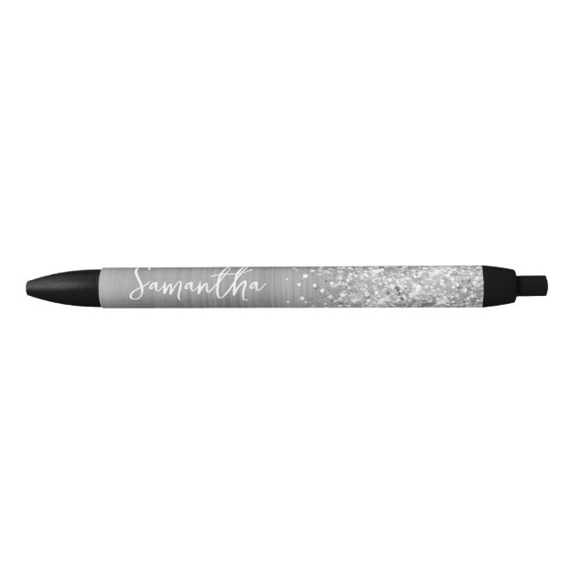 Stylo Noir Nom du glamour argenté (Devant)