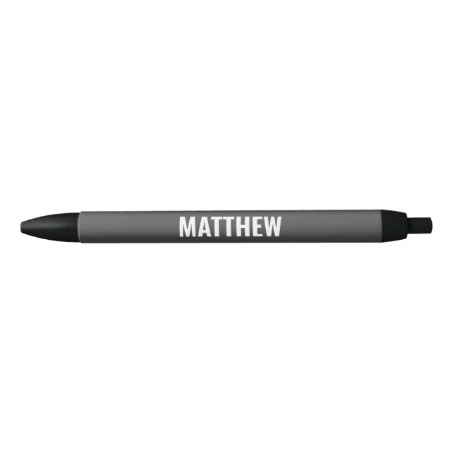 Stylo Noir Nom du monogramme moderne Gray Professional (Devant)