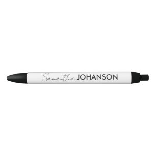 Stylo Noir Nom du script monogramme   Minimaliste moderne Fem