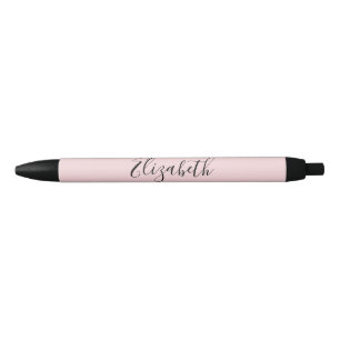 Stylo Noir Nom du texte élégant rose pâle et noir du script