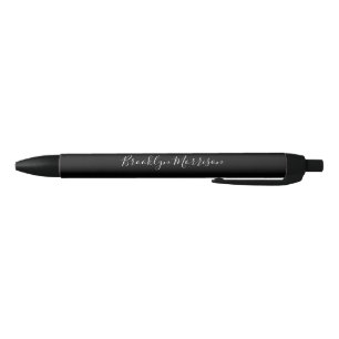 Stylo Noir Nom monogramme de script personnalisé noir élégant
