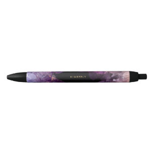 Stylo Noir Nom monogramme du minéral en pierres gemmeuses de
