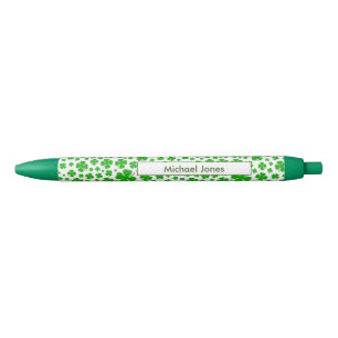 Stylo Noir Nom:  Motif Shamrock de St Patrick's Green Random