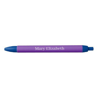 Stylo Noir Nom ou initiales de la Personnaliser Violet