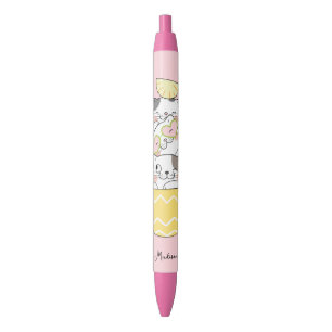 Stylo Noir Nom personnalisé Cute Kittens