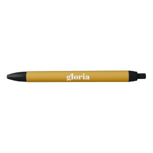 Stylo Noir Nom personnalisé élégant de la moutarde jaune