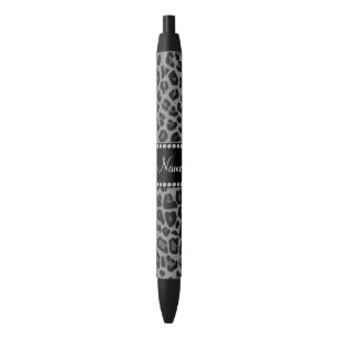 Stylo Noir Nom personnalisé motif léopard noir