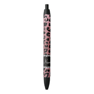 Stylo Noir Nom personnalisé parties scintillant rose pastel 