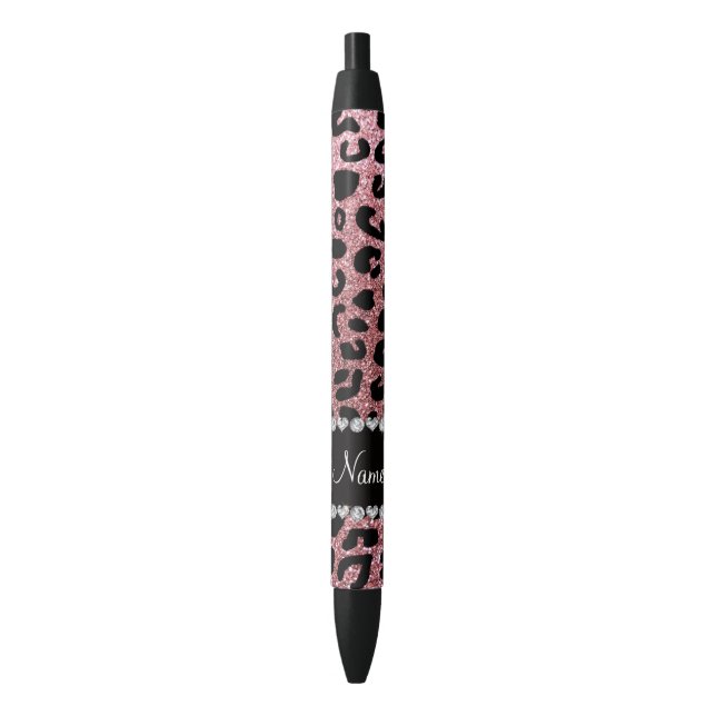 Stylo Noir Nom personnalisé parties scintillant rose pastel p (devant Vertical)
