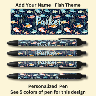 Stylo Noir Nom personnalisé, Pêche Poisson Amateur de poisson