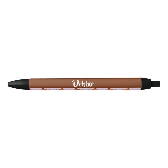 Stylo Noir Nom personnalisé pleurant des bébés roses (Devant)