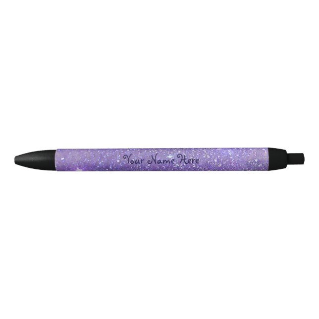 Stylo Noir Nom pourpre de parties scintillantes de Faux (Devant)