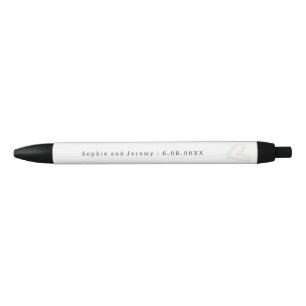Stylo Noir Noms de couple de mariage Cœur écru