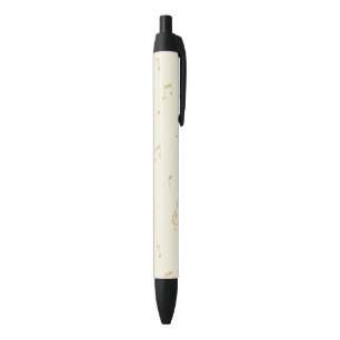 Stylo Noir Notes de musique crème or