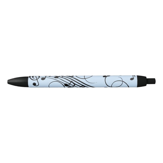 Stylo Noir Notes de musique fantaisie Bleu (Devant)