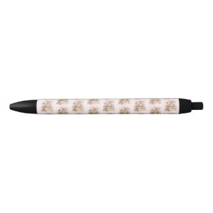 Stylo Noir Nouveau chapitre rubans roses