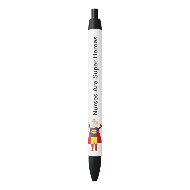 Stylo Noir Nurse Super Hero Funny Personnaliser (devant Vertical)