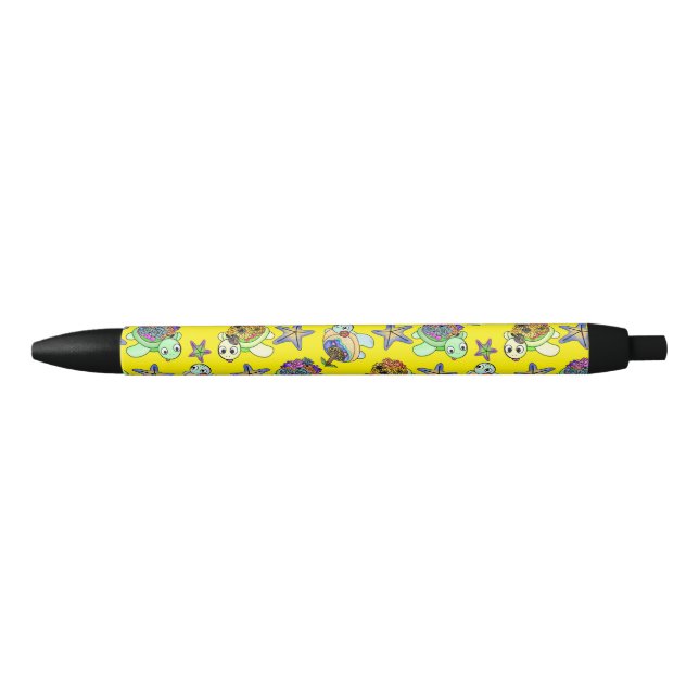 Stylo Noir Ocean Turtle Cute Dream Beach Tropical Sun Wave (Devant)