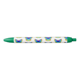 Stylo Noir Oeil de paon arc-en-ciel