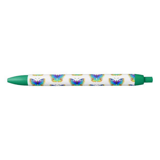 Stylo Noir Oeil de paon arc-en-ciel (Devant)