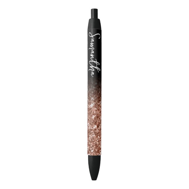 Stylo Noir Ombre de Parties scintillant d'or Rose de luxe per (devant Vertical)