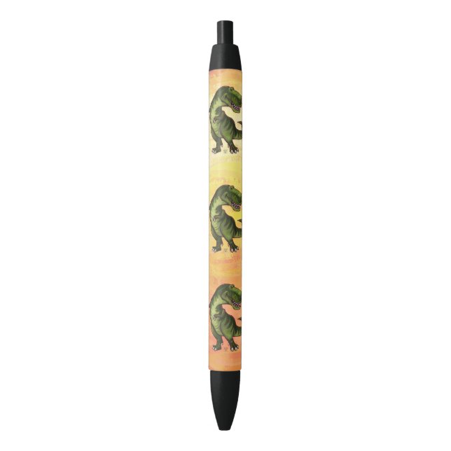 Stylo Noir Orange de motif de Rex de Tyrannosaurus (devant Vertical)