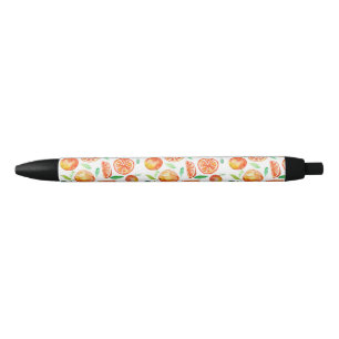 Stylo Noir Orange Fruit Cute Aquarelle Aquarelle Douce Citrus