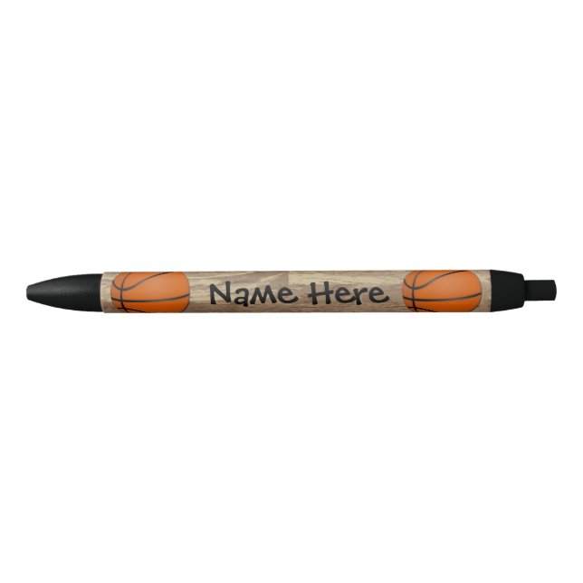 Stylo Noir Orange nommée personnalisée/brun de basket-ball (Devant)