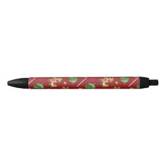 Stylo Noir Ornementation de Noël et Motif Sucre de canne