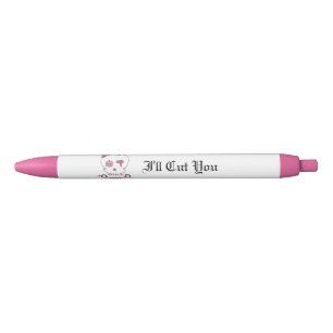 Stylo Noir Os croisés de crâne et de ciseaux de coiffeur -
