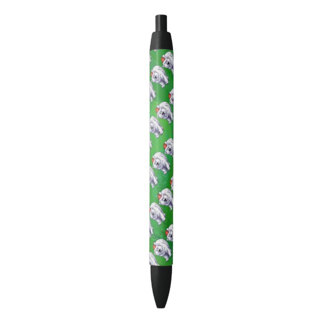 Stylo Noir Ours polaire Noël sur vert (devant Vertical)