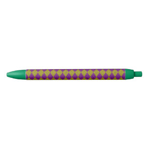 Stylo Noir Paillettes diamantées violettes et or